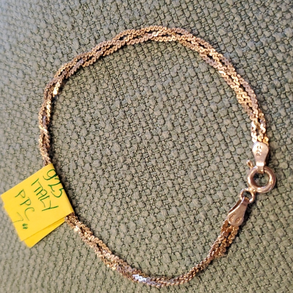 VINTAGE STERLING SILVER Bracelet, Italy, 7", EUC, Gorgeous Braided Serpentine